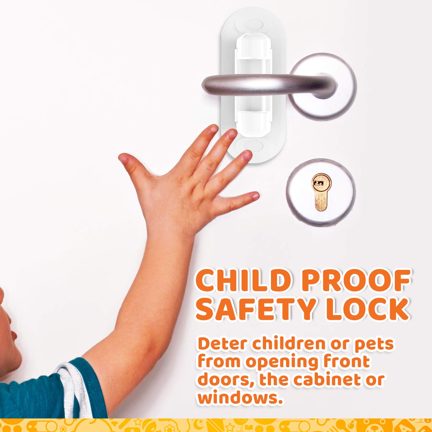 RuiKeSafety Lock, 4PCS Childproof Door Lever Lock & Handles Adhesive, Baby  Door Lock Safety Locks to Protect Child Safety Door Lever Baby