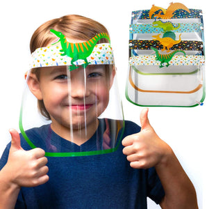 Kids Face Shield Dinosaur Design Anti-Fog Face Shields for Kids